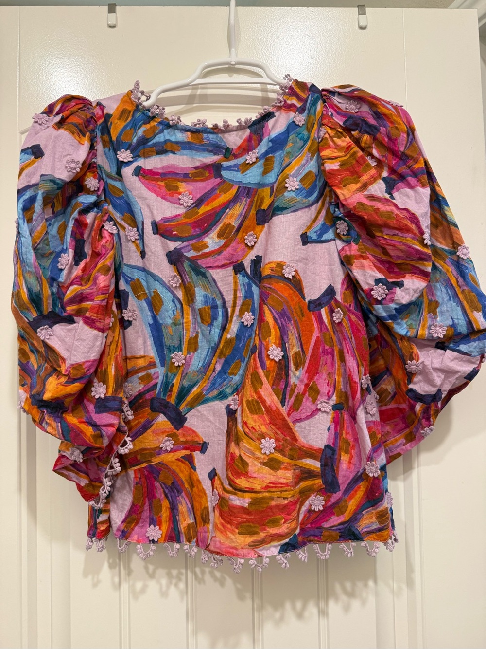 FARM Rio Banana Puff Sleeve Blouse